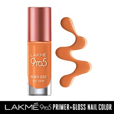 Lakme 9To5 Primer + Gloss Nail Colour Peach Puff 6 Ml - Nail Polish