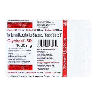 GLYCIREST SR 1000 Tablet 10's - Diabetes-Ant