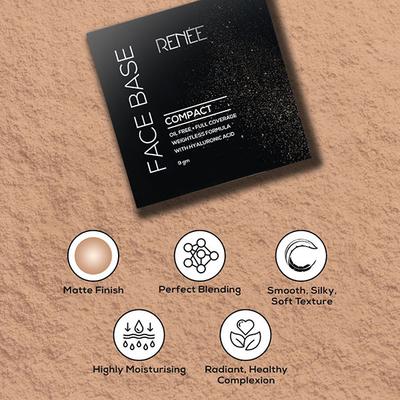 RENEE Face Base Compact - Walnut Beige 9 gm - Compact Powder