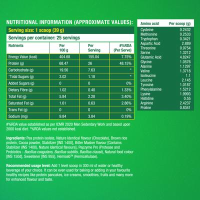 Fast&Up Plant Protein Powder - Rich Chocolate Flavour 975 gm - Protein Drink