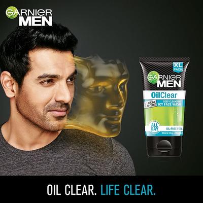 Garnier Men Oil Clear Clay D-Tox Deep Cleansing Icy Face Wash Mineral Clay+Menthol 150gm - Face Washes