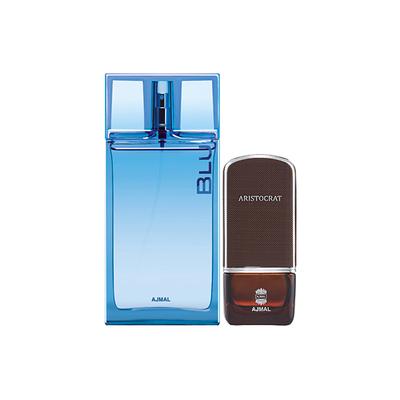 Ajmal Blu EDP Aquatic Woody Perfume And Aristocrat EDP Citrus Woody Perfume 165 ml - Men Perfumes (Edt/Edp)