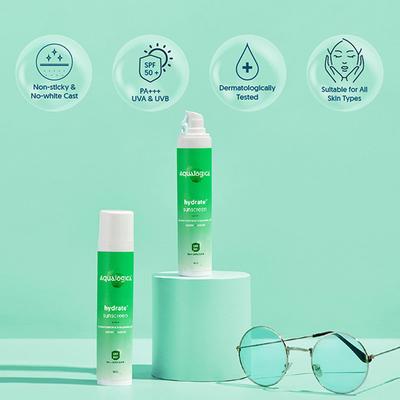 Aqualogica Hydrate Plus Dewy Sunscreen Coconut Water & Hyaluronic Acid Hydrate + Nourish SPF 50+ PA+++ UVA/UVB 50gm - Face Sunscreen