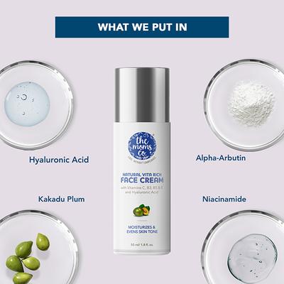 The Moms Co. Natural Vita Rich Face Cream with Vitamins C,B3,B5 and E and Hyaluronic Acid 50ml - Face Moisturizers