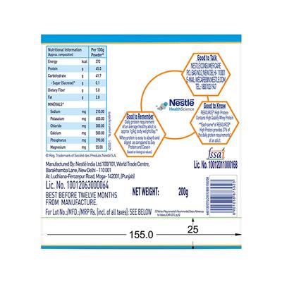 Nestle Resource High Protein Powder - Vanilla Flavour 200 gm (Refill Pack) - Protein Drink