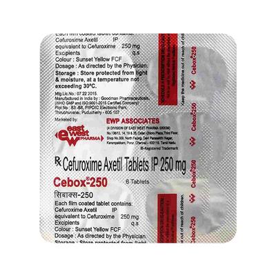 CEBOX 250 Tablet 6's - Bacterial Infections-Cep