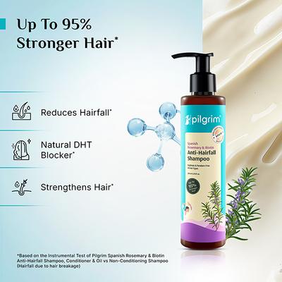 Pilgrim Spanish Rosemary & Biotin Anti-Hairfall Shampoo for Reducing Hair Loss & Breakage 200 ml - Shampoos