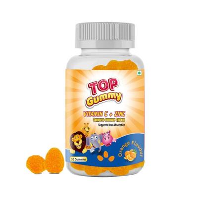 Top Gummy Vitamin C Zinc For Immune Support Orange Flavor Gummies Gluten, Soy & Dairy Free 30's - Multi-Vitamins
