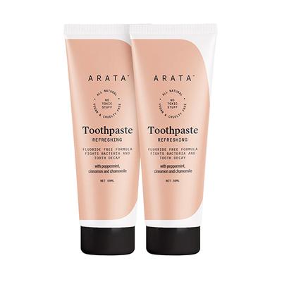 Arata Natural Refreshing Toothpaste With Peppermint, Cinnamon Fights Tooth Decay 100 ml 2's - Toothpaste