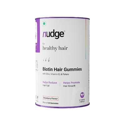 Nudge Wellness Biotin Hair Gummies With Zinc, Vitamin E & Folate for Thicker, Stronger & Shiner Hair 30 Gummies 30's - Hair & Skin