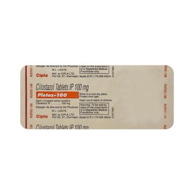 Pletoz 100mg Tablet 10'S - Intermittent Claudication-Per