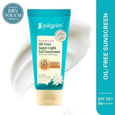 Pilgrim 5% Niacinamide Oil-Free Super Light Gel Sunscreen SPF 50+ PA++++ with Korean White Lotus 45 ml - Face Sunscreen