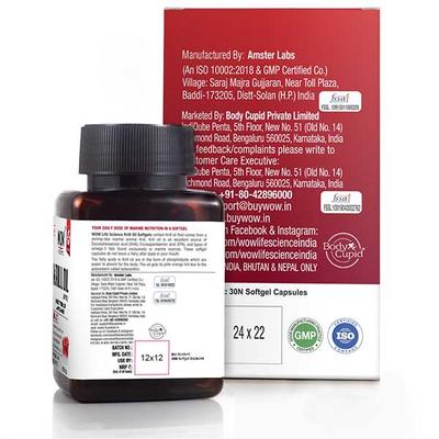 WOW Life Science 500 mg Krill Oil Softgel Capsule 30's - Omega Fish Oil Fatty Acids