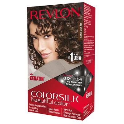 Revlon Colorsilk Hair Color With Keratin 3D Color No Ammonia- Dark Brown 3N (40ml+40ml+11.8ml) 1's - Crème