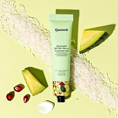 Quench Botanics Bravocado SPF 50+ PA++++ Sunscreen Gel (Mini), Korean Skin Care 15 ml - Face Sunscreen