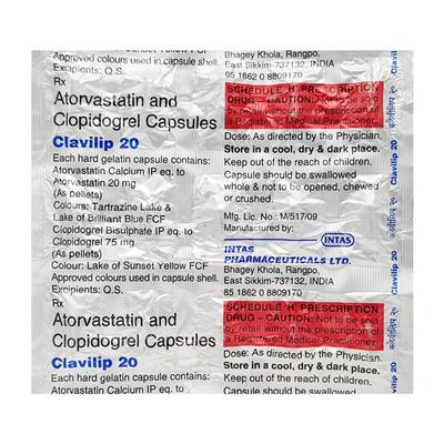 Clavilip 20mg Capsule 15'S - High Cholesterol-Dys