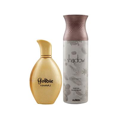 Maryaj Goldie EDP Fruity Floral Perfume And Ajmal Shadow Homme Deodorant Citrus Woody Fragrance 300 ml - Perfumes (Edt/Edp)