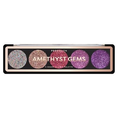 Profusion Cosmetics 5 Shade Glitter Eye Shadow Pallete Amethyst Gems (4.55 gm) - Eye Shadow Palettes