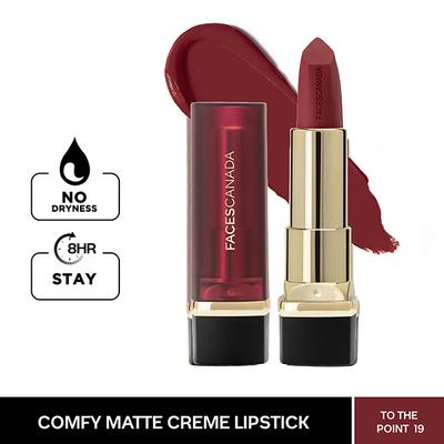 Faces Canada Comfy Matte Creme Lipstick - To The Point 19, Application 4.2gm - Lipsticks