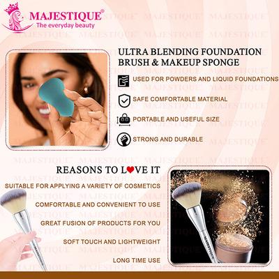 Majestique Foundation Brush with Sponge, Dual-Use Blender Sponge - Multicolor 2's - Makeup Kits & Sets