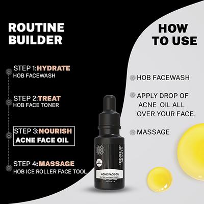 House of Beauty Acne Oil with Tea Tree, Avocado & Vit-E For Drying Pimpled & Oily Skin 10ml - Face Oils