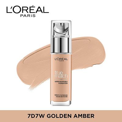 L'Oreal Paris True Match Super Blendable Liquid Foundation Golden Amber 7D7W 30 Gm - Foundation