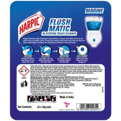 Harpic Flushmatic In-Cistern Toilet Cleaner Blocks - Marine 100 g - Others