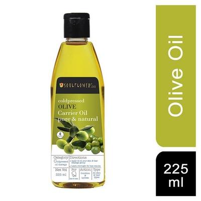 Soulflower Coldpressed Olive Carrier Oil Pure & Natural Vitamin E 225ml - Hair Oils