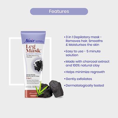 Nair 3 in 1 Leg Mask - Charcoal 180 ml - Hair Masks & Packs