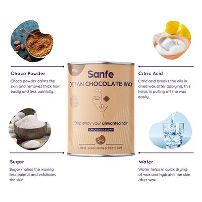 Sanfe Detan Chocolate Wax - Chocolate & Sugar 600 gm - Hair Removal Accessories