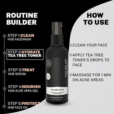 House of Beauty Tea Tree+Avocado Toner-Oily, Combination & Sensitive & Acne Prone Skin 100ml - Toners