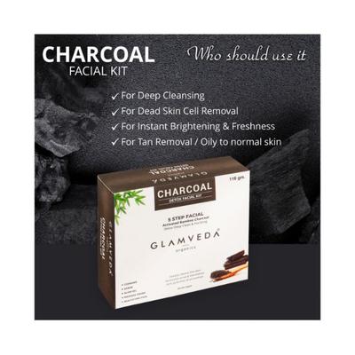 Glamveda Charcoal Detox and Anti Pollution Facial Kit 110 gm - Facial Kits