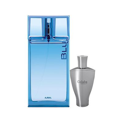 Ajmal Blu EDP Aquatic Woody Perfume And Colaba Mukhallat Concentrated Perfume Oil Floral Oriental 104 ml - Perfumes (Edt/Edp)