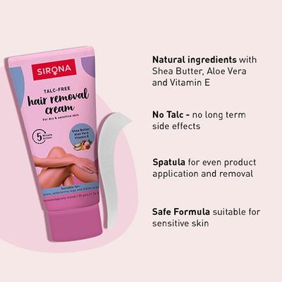 Sirona Talc Free Sensitive Skin Hair Removal Cream 50 gm - Intimate Care