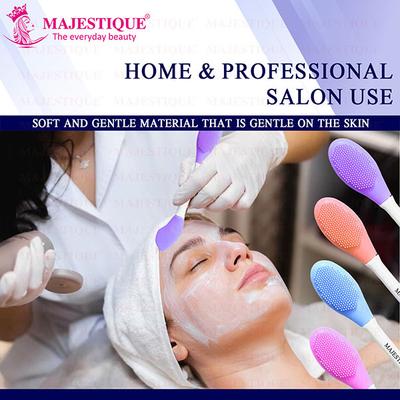 Majestique Facial Head Band, Dual Sided Silicone Brush with Makeup Remover Sponge - Multicolor 1's - Cleansing Brushes
