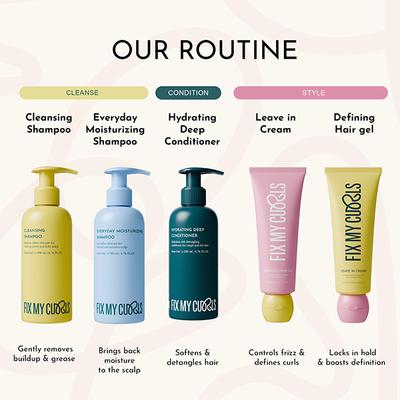 Fix My Curls Complete Curl Care Kit, Cleansing Shampoo, Moisturizing Shampoo, Hydrating Deep Conditioner, Leave-in Cream and Defining Hair Gel for Soothing, Moisturized & Defined Curls Pack Of 5 5's - Hair Sets & Kits