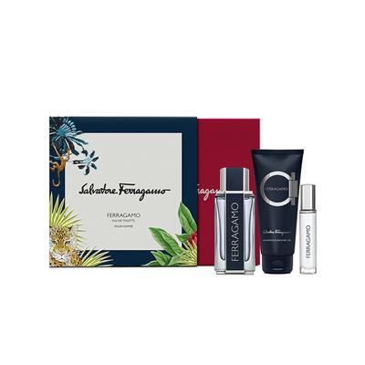 Salvatore Ferragamo Pour Homme Set (Eau De Toilette 100ml + Shampoo and Shower Gel 100ml + Purse Spray 10ml) 3's - Men Perfumes (Edt/Edp)