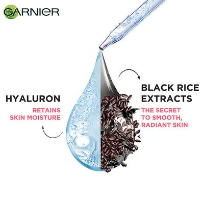 Garnier Black Rice Pure Charcoal Black Serum Mask Face Serum Sheet Mask for Women 28 gm - Face Serum