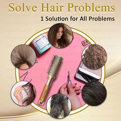 Majestique Golden Hair Styler Brush for Blow Drying, Styling and Solon for Men and Women 1's - Others