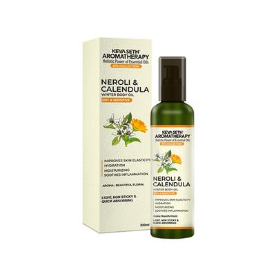 Keya Seth Aromatherapy Neroli and Calendula Winter Body Oil for Dry and Sensitive Skin, Hydrating, Moisturizing 200 ml - Massage Oils