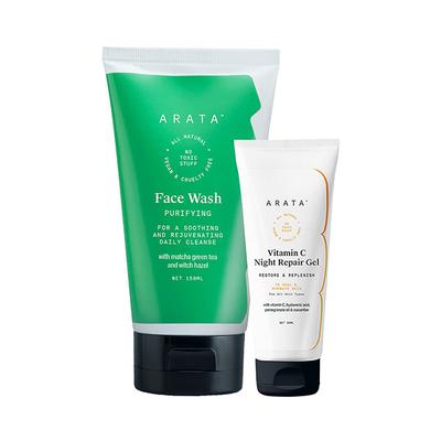 Arata Night Repair Combo With Purifying Face Wash (150 ML) & Vitamin C Night Repair Gel (50 ML) 200 ml - Face Washes