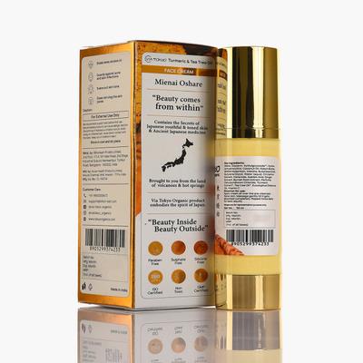 VIA TOKYO ORGANIC Turmeric & Tea Tree Oil Face Cream, Oil Balancing & Anti - Acne, No Sulphates, No Paraben 50 ml - Face Creams