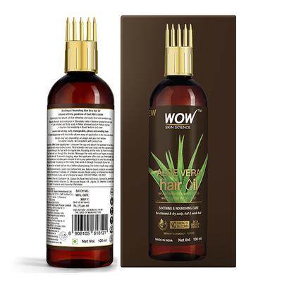 WOW Skin Science Aloe Vera Hair Oil - with Comb Applicator 100 ml - Hair Oils