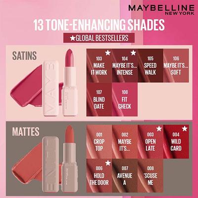Maybelline New York Serum Lipstick (Matte) 8Hr Hydration + one-swipe bold color - 008 'Scuse Me 4.5 g - Lipsticks