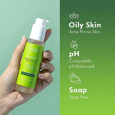 Conscious Chemist Gentle Oil Control Face Cleanser + Refill Pack 100 Ml + 250 Ml 2's - Face Wash & Cleansers