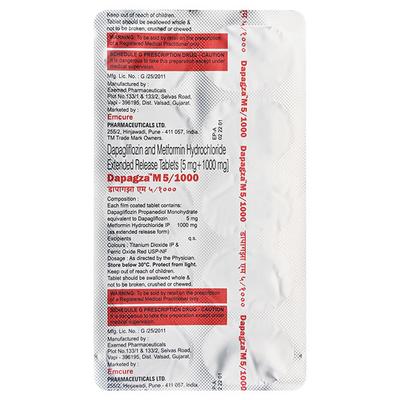 DAPAGZA M 5/1000 Tablet 10's - Diabetes-Ant