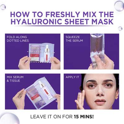 L'Oreal Paris Revitalift Hyaluronic Acid Fresh Mix Serum Sheet Mask Pack of 5 Combo 165 gm - Face Serum