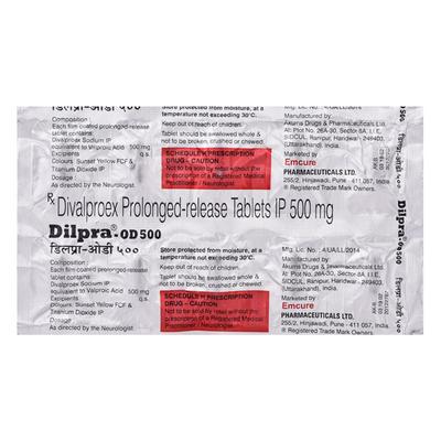 Dilpra OD 500mg Tablet 10'S - Epilepsy/Convulsion-Ant