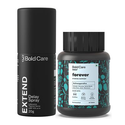 Bold Care All Round Stamina Booster Combo Pack (Forever Tablet 60's + Extend Delay Spray 20 gm) - Sexual Healthcare
