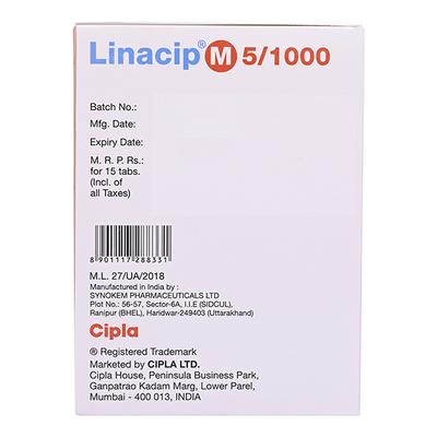 LINACIP M 5/1000 Tablet 15's - Diabetes-Ant